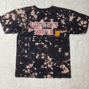 Whiskey In My Water Bleached Dyed T-Shirt Graphic Tee